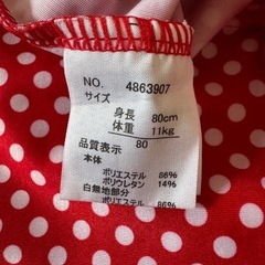 ベビー水着　80サイズ　ミニーちゃん風(Tシャツのおまけ付)の画像