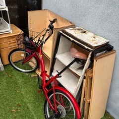 【譲り先決定】自転車木製棚等セット【バラ不可】 あげます 