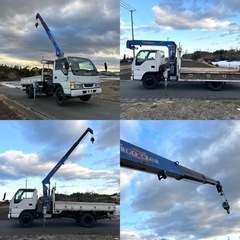 いすゞ エルフ 3段ブーム クレーン車 5速ミッション 13万キロー台 事故なしの画像