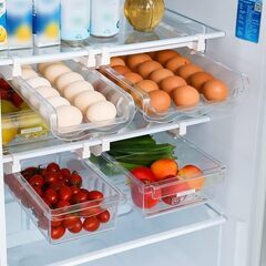 冷蔵庫吊り下げ収納ケース 冷蔵庫トレー 冷蔵庫トレー 卵ケース 引き出し たまご(15個用)果物 野菜収納 台所 キッチン収納 小物 化粧品 パントリー クリアケース引きだし ひきだし 　降ろします　転売OK　倒産品　まとめ売り　ネット商材　アマゾン引き上げ商品　メルカリ　副業の画像