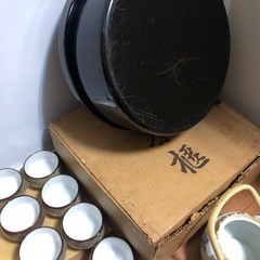 GYP0305 茶櫃（箱付き）湯呑み　10客　急須　まとめ売りの画像