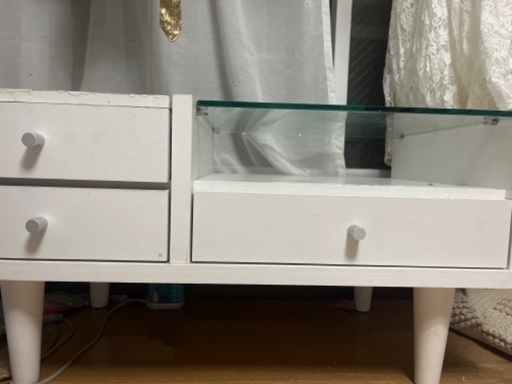 白　ドレッサー　ガラステーブル引き出し3