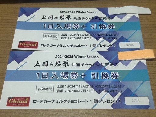 上越国際スキー場、岩原スキー場　リフト券