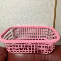 昭和レトロ　脱衣カゴ　ランドリーバスケット　洗濯カゴ　ピンク メ...