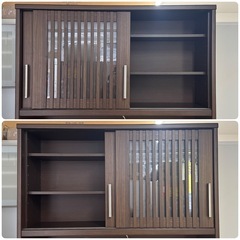 ②【超美品‼️】ニトリ 120cm幅キッチンボード 縦格子 和風