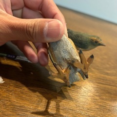 上野玉水作　鶯　雌雄一対　の画像