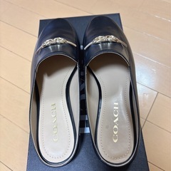 COACH コーチサボサンダル　レザー ミュール　スリッポン　本革　ブラック黒の画像