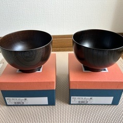 たち吉　欅 くりぬき椀（黒）2個セット　木製汁椀　の画像