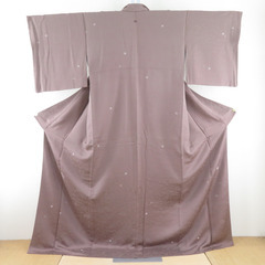 色無地 作家物 加賀友禅 柿本一郎 茶色 一つ紋 地紋入り 茶屋...