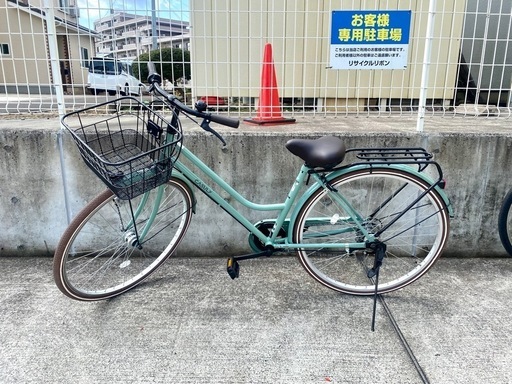 あさひ 10月購入 27インチ 6段変速 シティサイクル グリーン 中古 自転車 買取 学生 CASULY