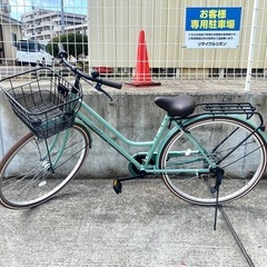 あさひ 10月購入 27インチ 6段変速 シティサイクル グリーン 中古 自転車 買取 学生 CASULYの画像