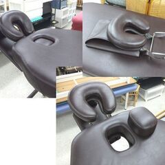手動昇降ベッド 施術ベッド 幅75cm 有孔ベッド フェイスマット付き ブラウン 施術台 マッサージベッド エステベッド 屯田店の画像