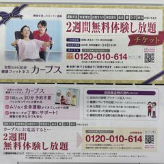カーブス　２週間無料体験　１枚１００円（１枚で２枚様までOK）　...