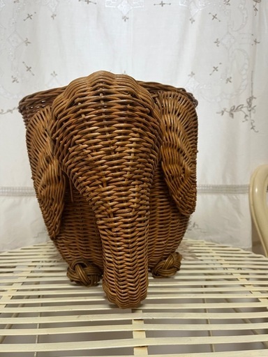 象　ラタン　小物入れ　プランター　カゴ