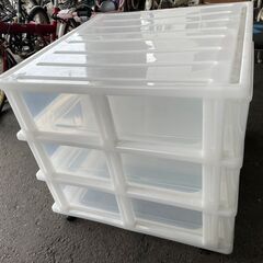 収納ケース　No.1835　ホワイト/クリア　3段2列　【リサイクルショップどりーむ荒田店】の画像