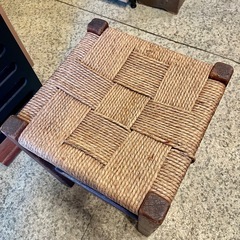 《売約済》【池上店】【～4/14限定SALE！店内全品20%お値引き！】　 ペーパーコードスツール ビンテージ ラッシュスツール ロープ スツール ナチュラル おしゃれ ロースツール 蕎麦屋 レトロ インテリア 椅子 チェア イス ペーパーコードの画像