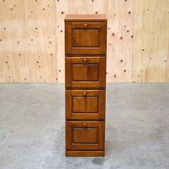 ≪zyt1974ジ≫ レトロ家具 カントリー調 小型キャビネット 4段フラップ扉 幅30cm サイドチェスト/アンティーク調/中古家具/宮城県仙台市 70219-09の画像