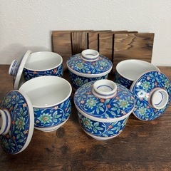 有田焼 喜峰窯 茶碗蒸し 蓋付き御椀 5客セットの画像