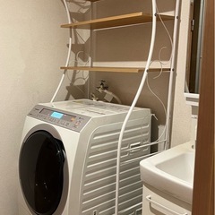 【値下げ】
白アイアンのランドリーラック、美品　