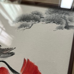 夫婦仲良く　おしどり？カモ？の可愛い水墨画の画像