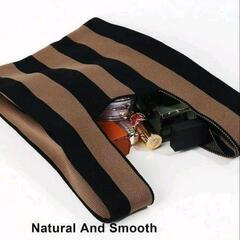 【新品】ストライプ柄 編み ブラック&ブラウン　 レディース トートバッグの画像