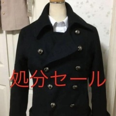値下げ！Pコート、黒、男女兼用