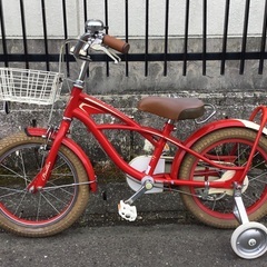 ＜整備済＞ビーチクルーザーデザイン・ブリエアンファン 16インチ・キッズ自転車・補助輪付きの画像
