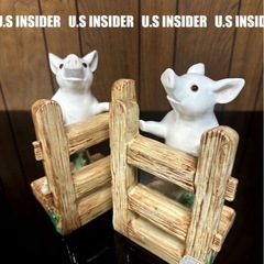 LAより入荷!!　お得な2点セット!!　陶器製 ブタのブックエンド■岐阜より即日発送!!■送料無料の画像