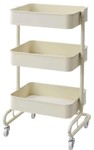 【新品•未開封品】山善(YAMAZEN) ワゴンアイボリー 3段ラック 耐荷重60kg