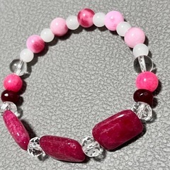 天然石ブレスレットピンクの画像