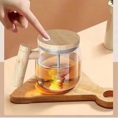 【新品】自動ミキサーカップ 自動撹拌 混ぜる 電動ミキサー 自動撹拌コーヒーカップ 電動高速ミキシングカップ コーヒーミルクプロテインパウダー用ハンドル付き透明セルフスターリングカップの画像