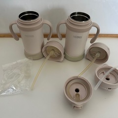 サーモス　まほうびんのベビーストローマグ 350ml ベージュ 2本&部品セットの画像