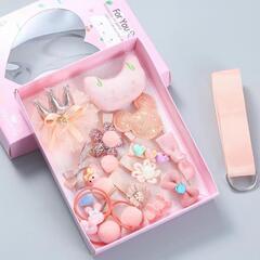 箱入り キッズ ヘアアクセセット ヘアピン ヘアクリップ ヘアアクセサリー ピンク ベビー プレゼント ギフト 入学祝い 進級祝い 女の子の画像