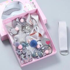 箱入り キッズ ヘアアクセセット ヘアピン ヘアクリップ ヘアアクセサリー ピンク ベビー プレゼント ギフト 入学祝い 進級祝い 女の子の画像