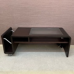 
カリモク 家具　キャスター付きガラステーブル