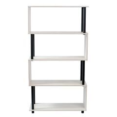 【新品／未組立品】S字オープンラック 5段 アッシュホワイトー×黒 幅80cm おしゃれ ジグザグ　オープンシェルフの画像