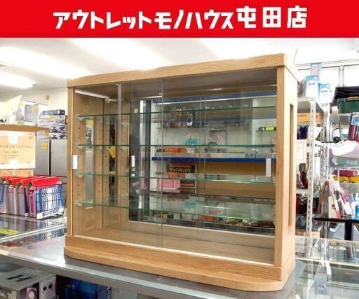 コレクションケース 幅70×高さ57cm 5段 飾り棚 ガラスキャビネット ショーケース コレクションボード 引き戸式扉☆ 札幌市北区屯田