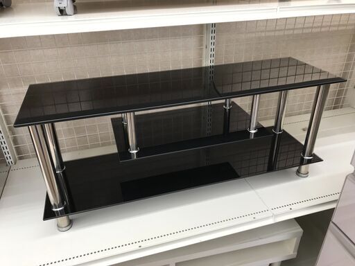 ★ジモティ割あり★  ガラステレビ台 ブラック H41×W98×D30 クリーニング済み KJ8647