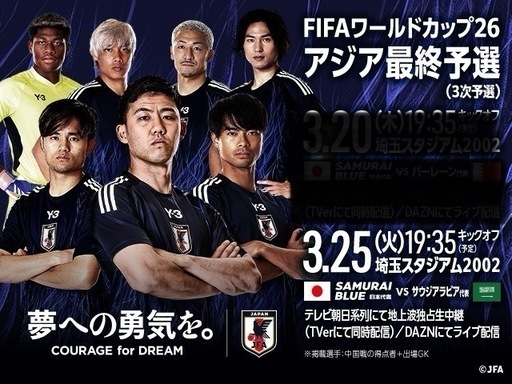 3.25サッカー日本代表　チケット2枚組メイン