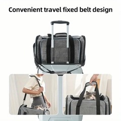 新品未使用✨️ペットキャリーバッグ 拡張可能 グレーブルーエッジ 多機能の画像