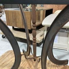 ★センターテーブル★ガラステーブル ガーデンテーブル スクエア W70cm カフェ テラス ヴィンテージテイスト アンティーク風の画像