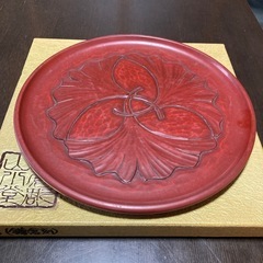 【新品未使用】鎌倉彫　山水堂　尺丸盆　30cm 銀杏柄　※裏面に名入り