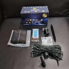 【新品/処分価格】10個セット ソーラー イルミネーション ストレート ホワイト 黒コードの画像