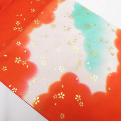 和小物 女児用 しごき ポリエステル 志古貴 朱×白×緑×金 小桜 七五三 しごき帯 飾り帯 子供着物用 女の子 祝着小物 お正月 和装小物 【キモノオフ野々市若松店】の画像