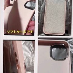 新品 iPhone 14用ソフトケース ガード 淡いピンク系 耐衝撃キズ防止 ★ 冬用マスク付きの画像