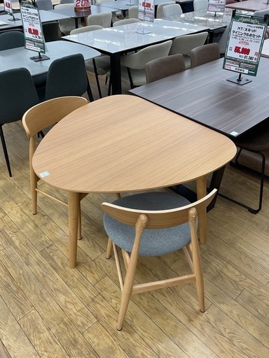 KC-9【新入荷　アウトレット品】レッツ/オーク材　ダイニング3点セット　ナチュラル