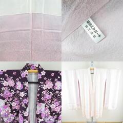 振袖 正絹 紫色xピンク色 金コマ 桜に手毬紋様 襦袢付き 袷 広衿 成人式 卒業式 舞台衣装 フォーマル 仕立上り 着物 身丈158cm 【キモノオフ野々市若松店】の画像