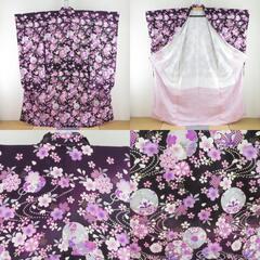 振袖 正絹 紫色xピンク色 金コマ 桜に手毬紋様 襦袢付き 袷 広衿 成人式 卒業式 舞台衣装 フォーマル 仕立上り 着物 身丈158cm 【キモノオフ野々市若松店】の画像