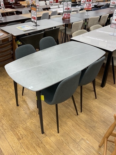 KC-10【新入荷　アウトレット】ルッカ/セラミック天板　ダイニング5点セット　グレー