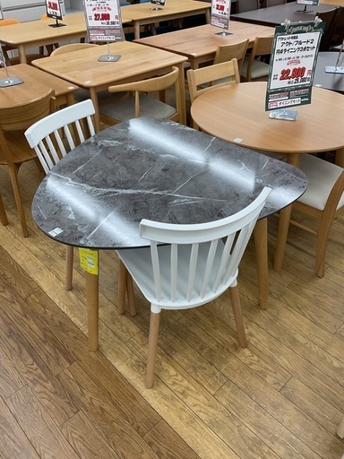 KC-11【新入荷　アウトレット】メラミントップ天板　ダイニング3点セット　グレー天板